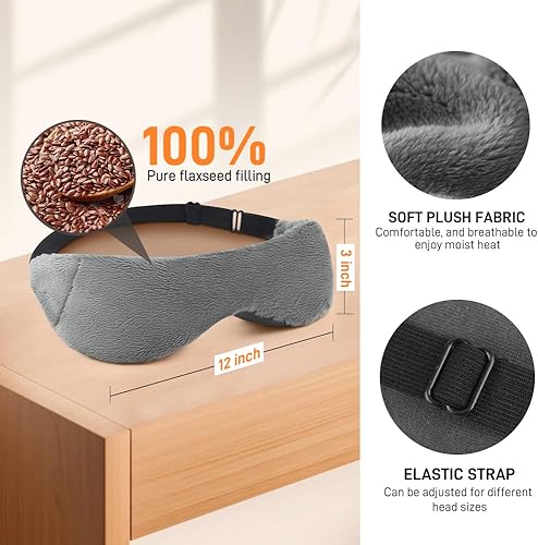 Miniatura 22 de Máscara de ojos calentada por microondas para ojos secos, compresa de ojos húmeda, máscara de ojos cálida con peso para ojos secos, tratamiento