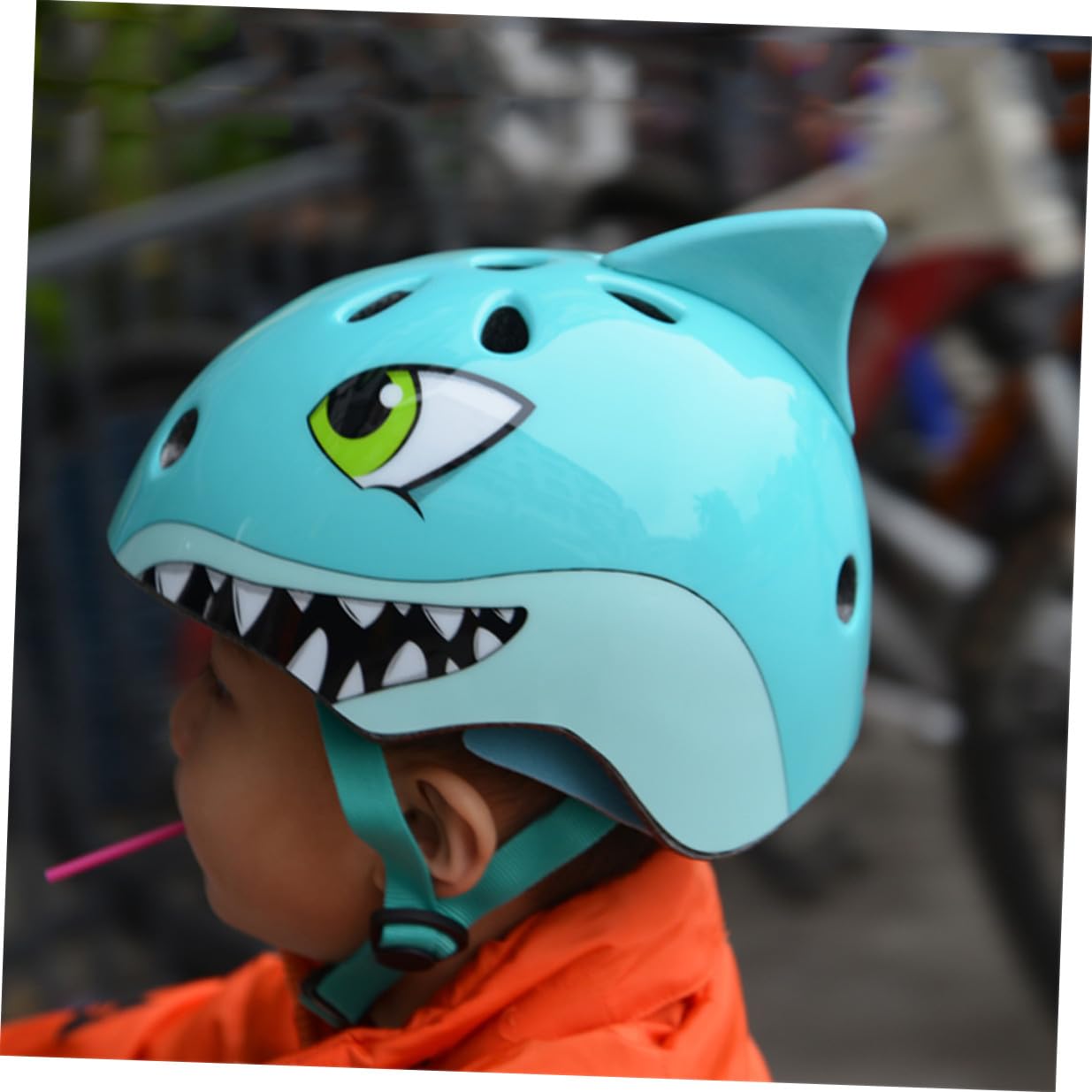 TIDTALEO Casco de Bicicleta Niñas de 5 a 8 Años Diseño de Tiburón en 3D, Talla Ajustable y Material Plástico Transpirable para Ciclismo y Patinaje