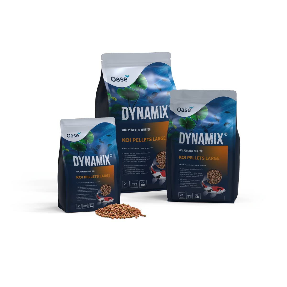 OASE Dynamix Koi Pellet groß 20 L - Koifutter für alle Kois ab 20 cm Körperlänge, Teichfischfutter in Pelletform (7-8 mm), für eine ausgewogene Ernährung