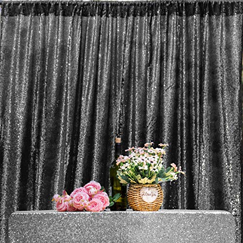 Wispet 1-BK28-2 Black Sequin Backdrop Curtains 2 Panels 2Ftx8Ft Glitter Drapes Backdrop Sparkle Curtains Photo Backdrop thumb #7