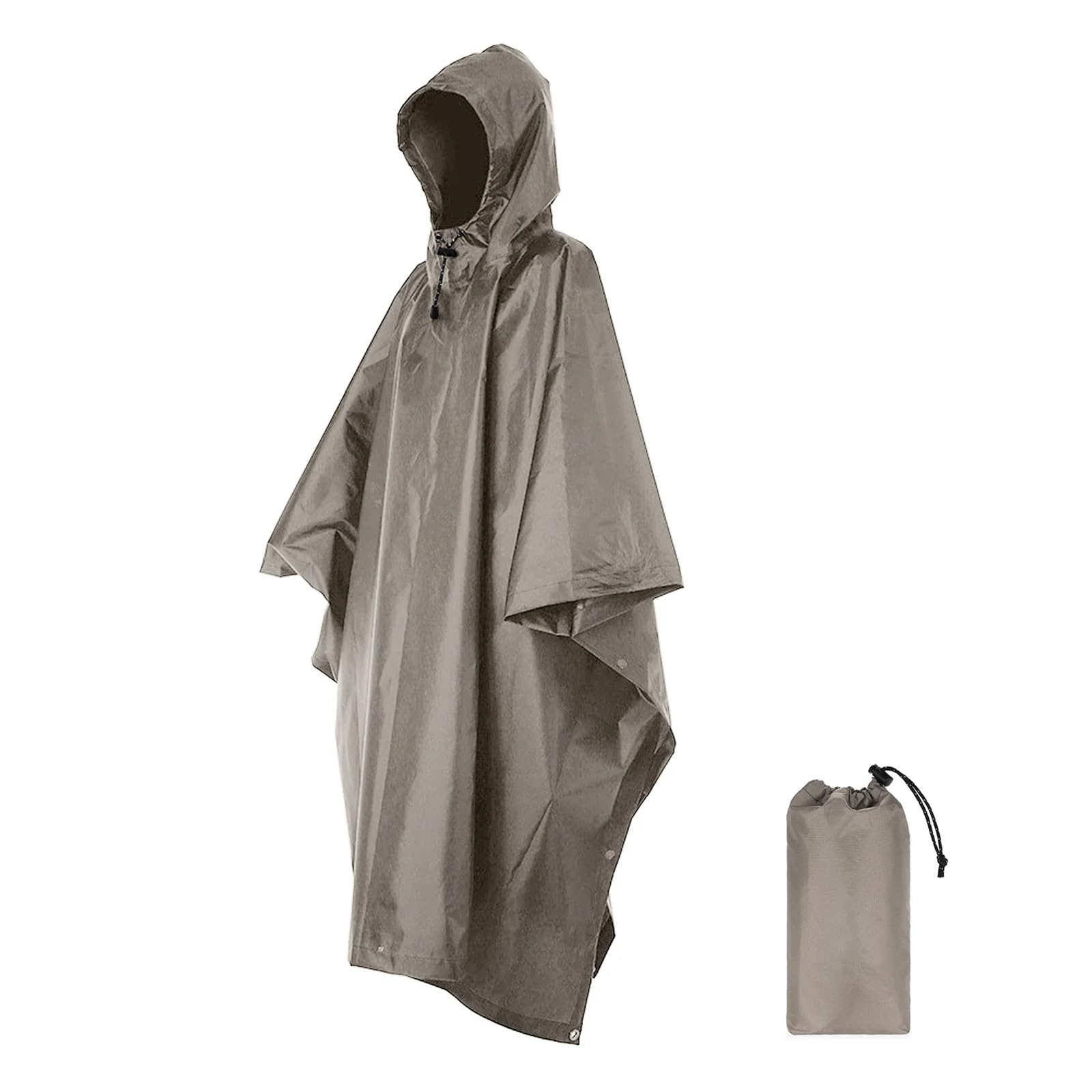Poncho De Lluvia Poncho de Lluvia Impermeable 3 en 1 for Exteriores, Abrigo Ligero con Capucha for la Lluvia, Estera de Picnic, Manta, Refugio Solar for Acampar, Senderismo y Escalada(Grey)