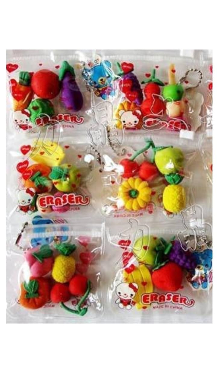 YOOKO� Variety Palace Vegetable/Fruit Eraser Birthday Return Gifts for Kids- Pack of 6 Zip Pouch (Multicolor)-picture-25
