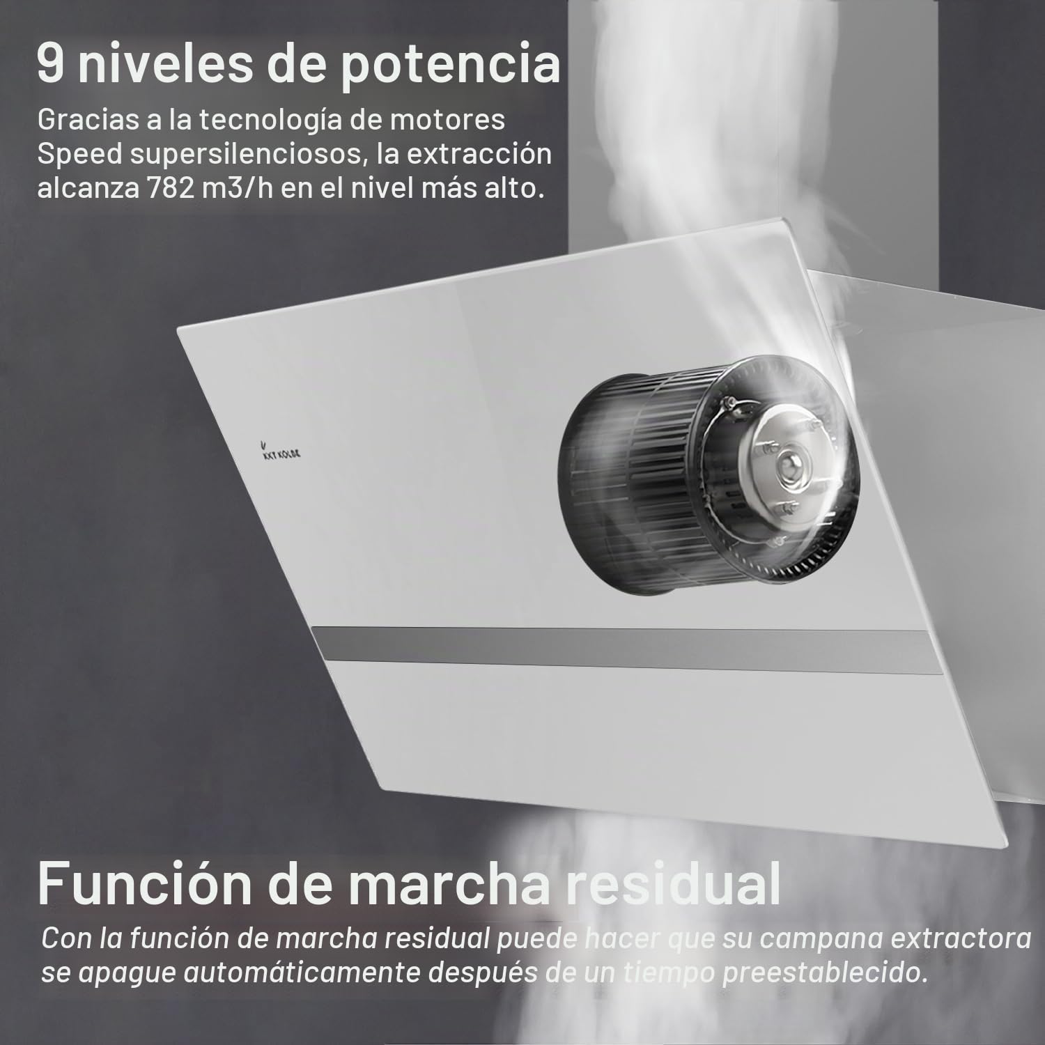KKT KOLBE campana extractora 80 cm | 782 m³/h de drenaje y circulación | sin cabeza | montado en la pared | vidrio blanco | aplicación WiFi inteligente WLAN | Iluminación LED RGBW | EASY8005WM