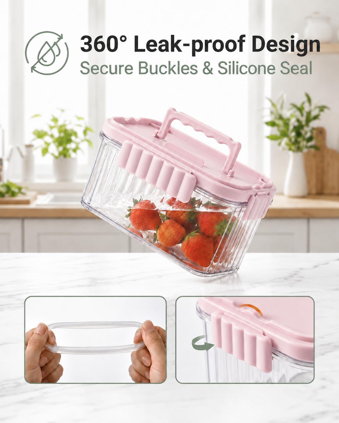 Snackle Box Container with Reusable Ice Pack, 50.7 oz Pink image 5