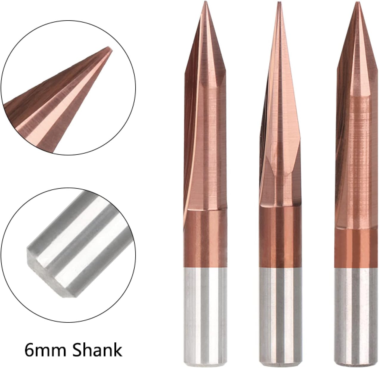 Drill Bit 6mm Shank 2 Flutes Straight Engraving Bits TiCN Coating CNC Carving Milling Cutter,6x0.5x25D