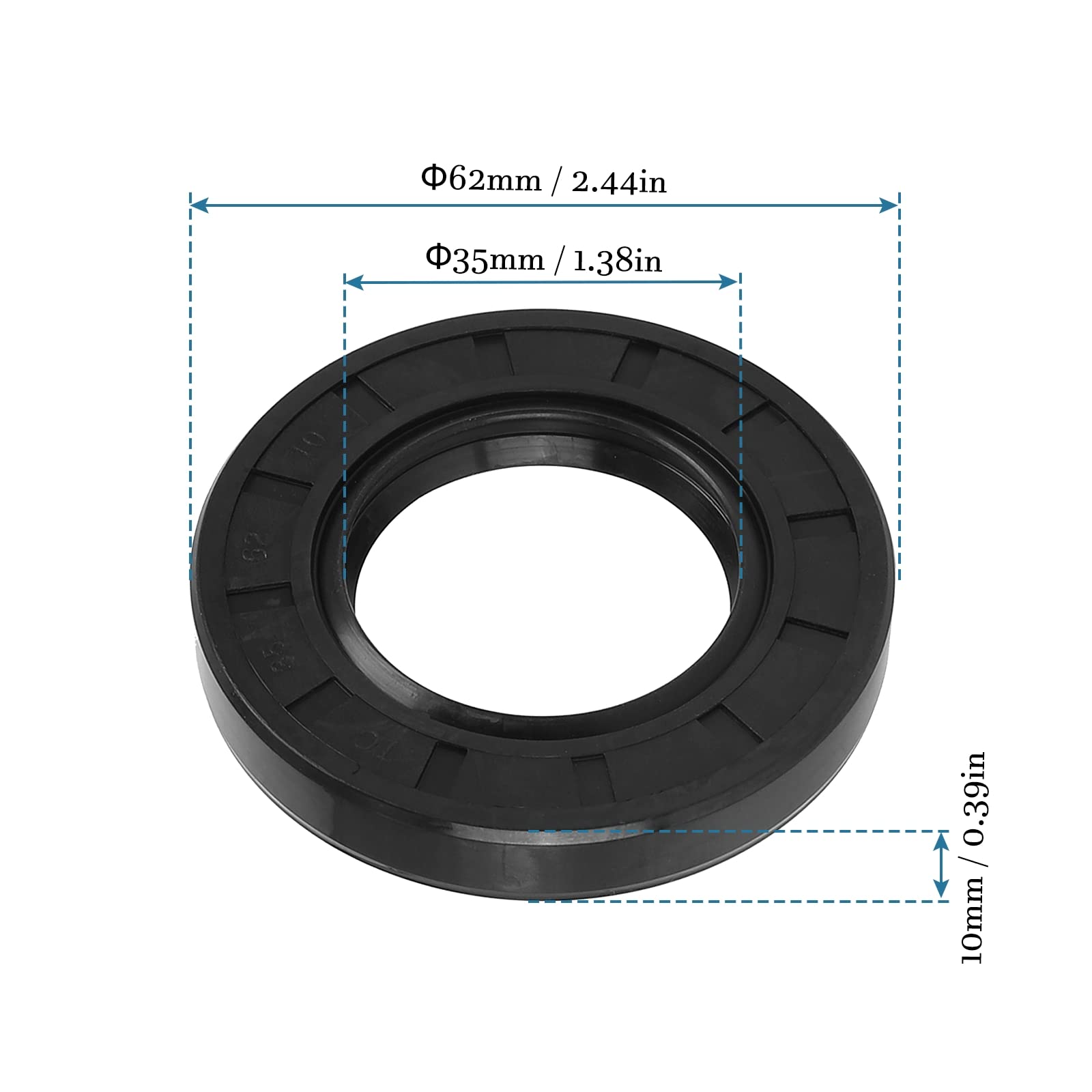 Uszczelniacz TC 35 x 62 x 10mm olejowy gumowy podwójna warga QUARKZMAN czarny