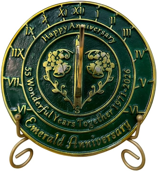 NauticalMart Anniversary Sundial Gift for 55th Emerald Wedding Anniversary in 2026 Home Decor Or Garden Present Idea - Handmade Gifts for Him, Her Parents Or Couples 55 Year Celebration
