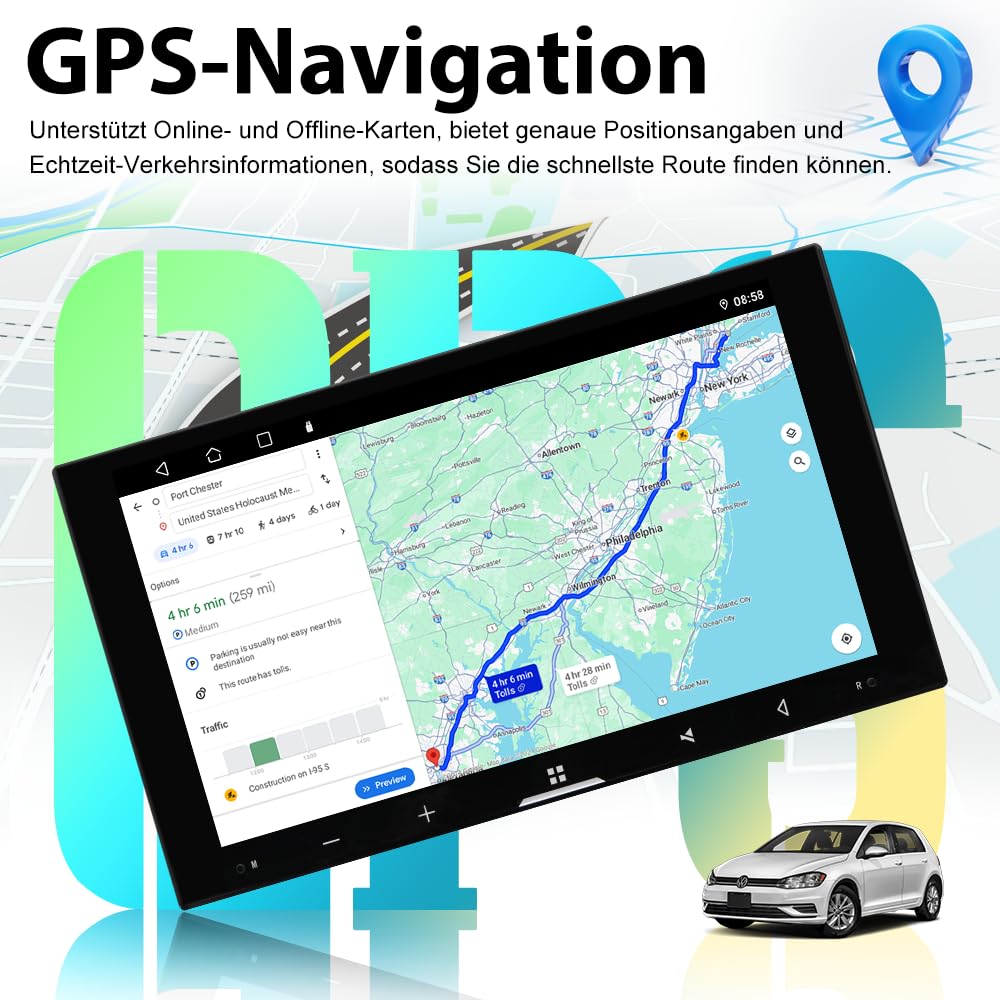 4+64GB Android 15 Autoradio für Volkswagen Polo MK4 2001-2009 9N 9N3, 7 Zoll Touchscreen mit Wireless CarPlay & Android Auto, GPS Navigation, Bluetooth, WiFi, DSP, RDS AM/FM, AHD 1080P Rückfahrkamera