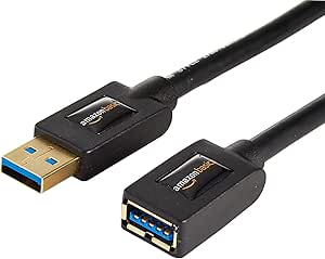 Amazon Basics 2-Pack USB-A 3.0 Extension Cable, 4.8Gbps High-Speed, Male to Female Gold-Plated Connectors, 6 Foot, Black