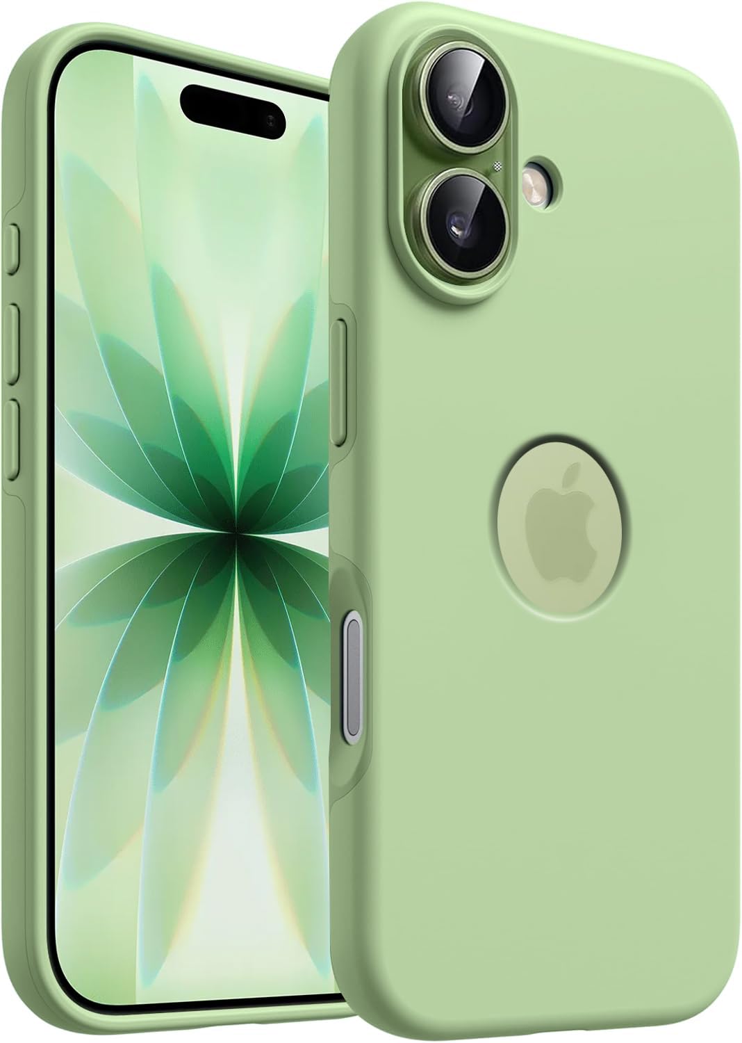 Elzzi Microfiber Logo Cut Cover Compatible for iPhone 17 Case Liquid Silicone Cases Full Body 4 Layer Protective Covers Shockproof Back Cover with High Raised Camera Lips (Matcha Green)-image-44
