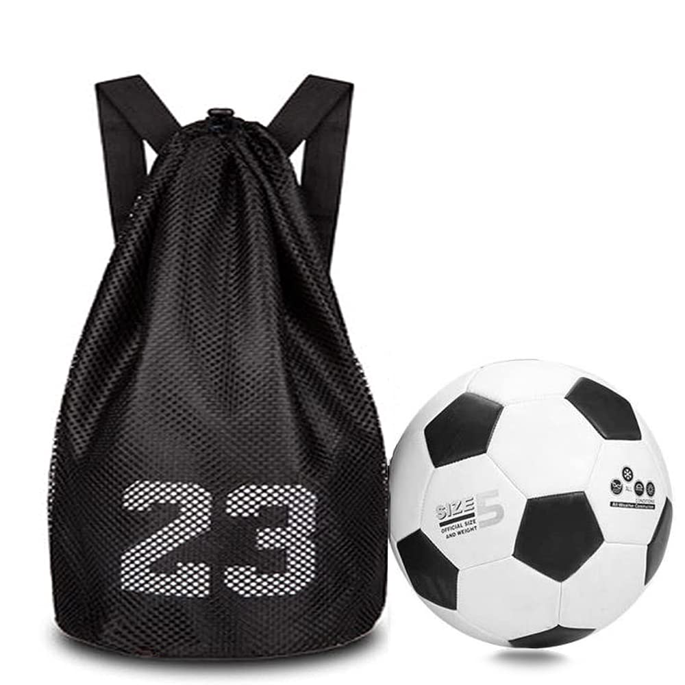 Sac De Sport OUDQFCJ – Filet à Ballon 25,5x30,5 Cm + Sac à Dos Cordon 34x42 Cm, Nylon, Multi-sport