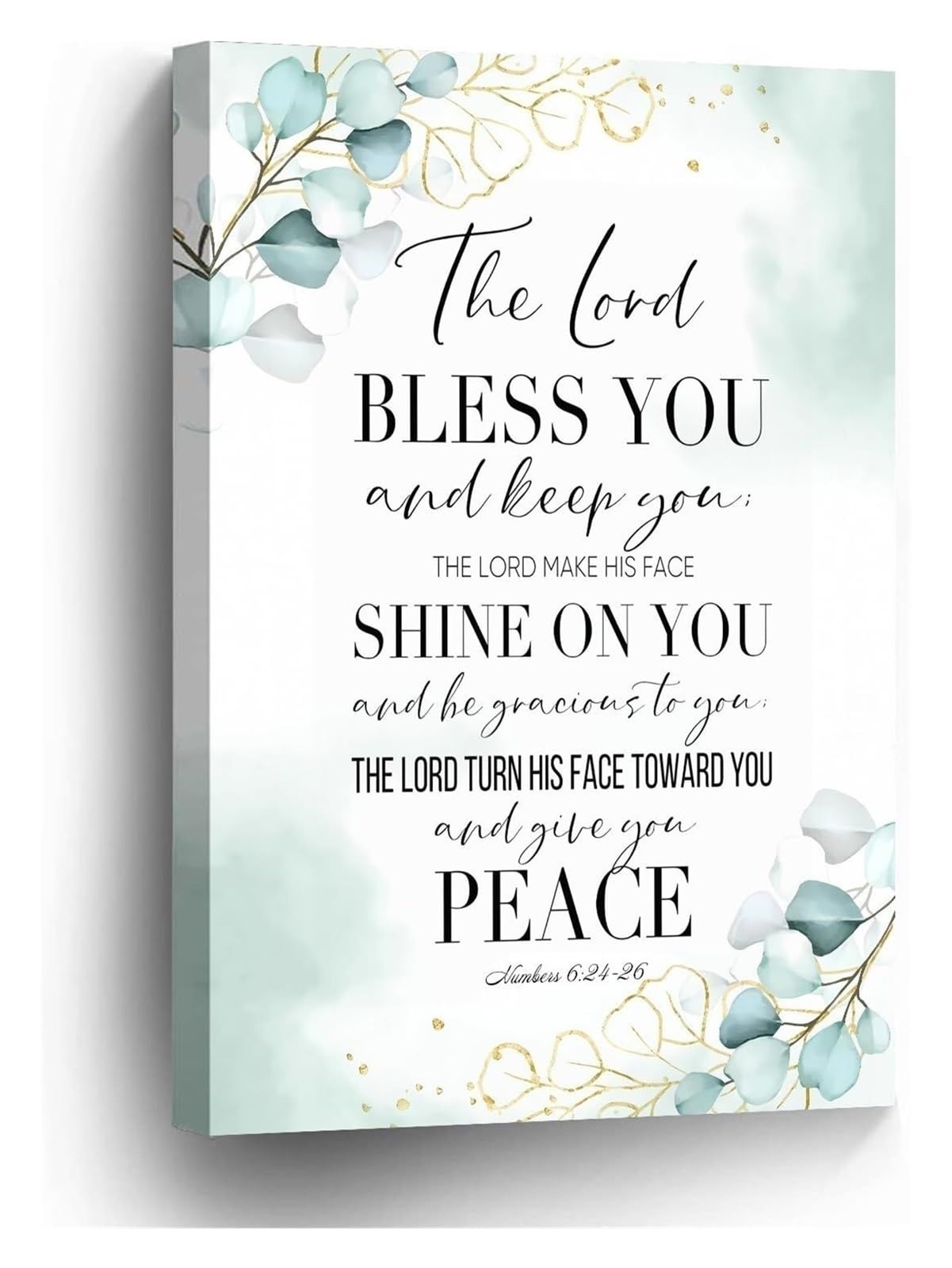 MQXFCZUX May The Lord Bless You and Give You Peace, Numbers 6:24-26 Scripture Wall-Art, Inspirational Christian Poster for Bedroom, Office, Sanctuary Framed,12x18inch(30x45cm)