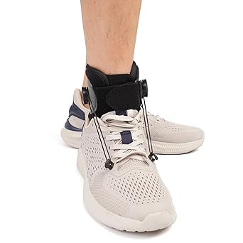 AFO Foot Drop Brace Adjustable Tension with Dual-Dial Drop Foot Brace for Walking with Shoe Use with Shoes Featuring Eyelets Medium, 1 Pack