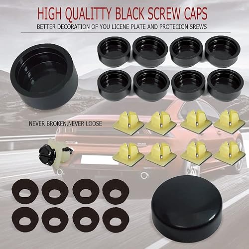 Miniatura 4 de HAOBO Juego de 8 tornillos para matrícula, tornillos negros para matrícula, accesorios de montaje de placa de acero inoxidable a prueba de óxido,