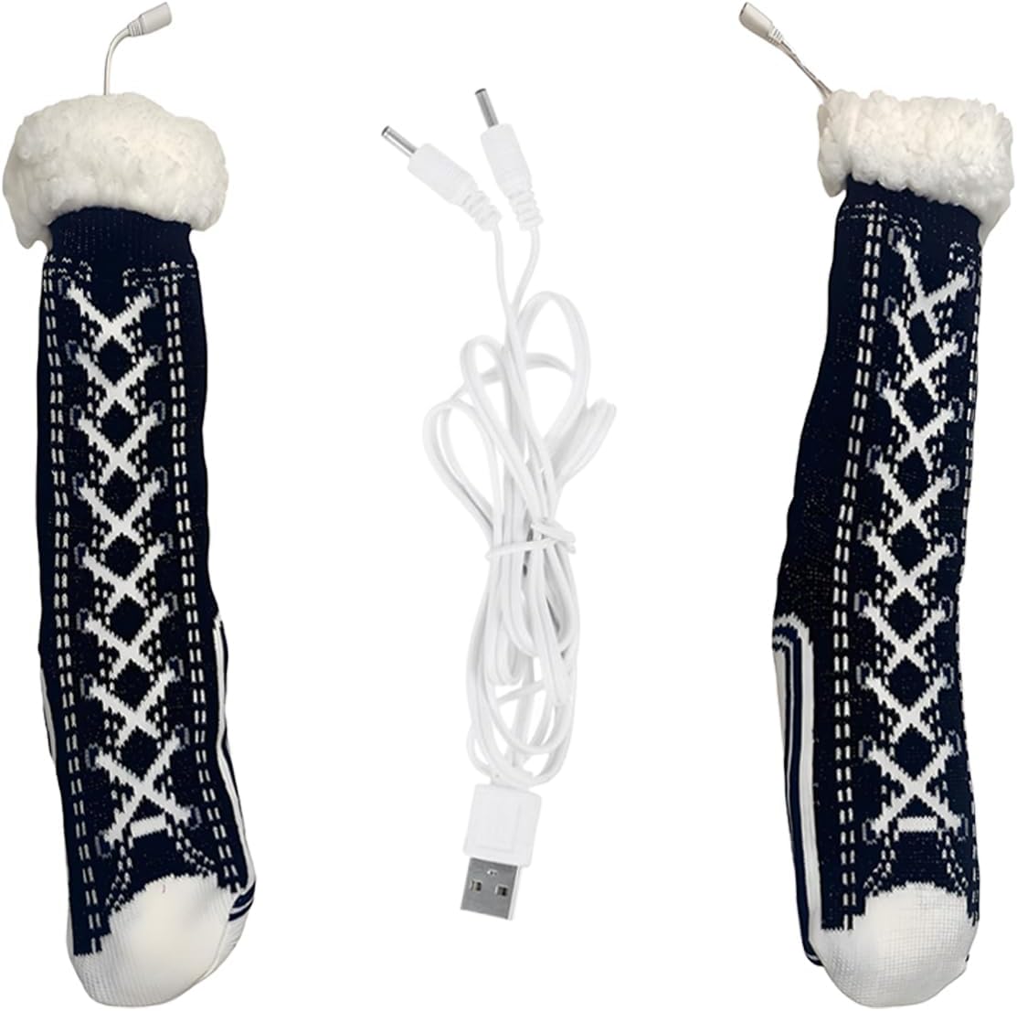 Electric Socks - USB Non Slip Warming Sock for Cold Weather, Camping with Foot Warmer Function, Deep Relaxation for Hunting, Campings, Travel, Autumn, Outdoor, House, 17 Inches