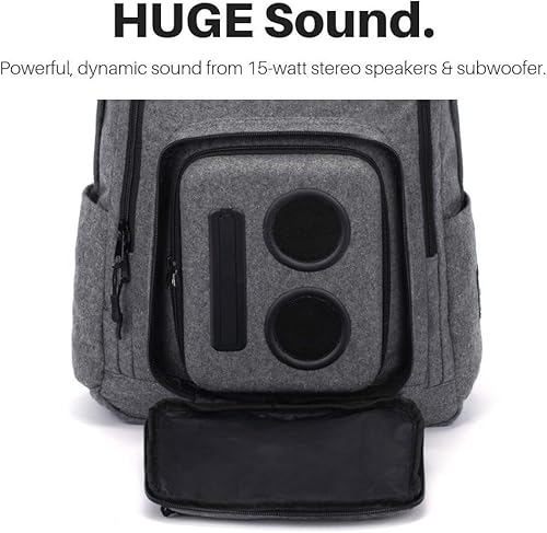 Miniatura 2 de Mochila con altavoz Bluetooth con altavoces de 20 vatios y subwoofer para fiestasfestivalesplaya. Recargable, funciona con iPhone y Android (gris,