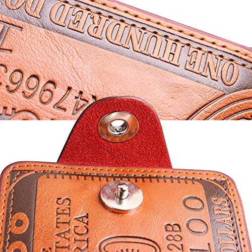 Image of LUI SUI-Men Us Dollar Bill Wallet Billfold Leather Credit Card Photo Holder (Coffee)