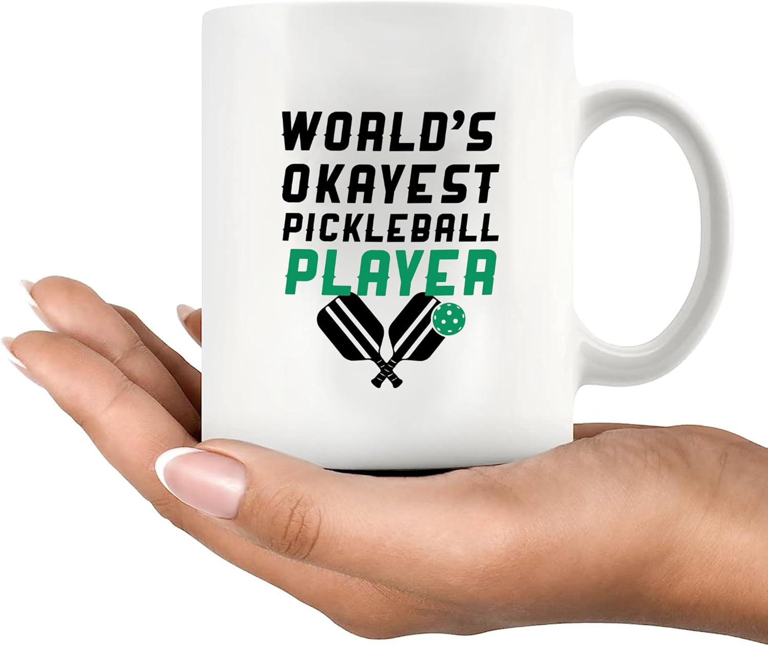 World’s Okayest Pickleball Player Pickleball Gifts Sports Player Dad Mom Uncle Aunt Boyfriend Girlfriend Coach Gifts Novelty Drinkware Ceramic Mug 11 oz White - Image 8