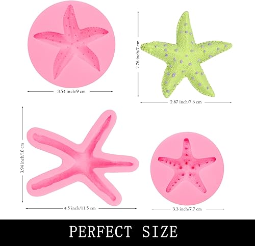 Miniatura 2 de Moldes de silicona para estrellas de mar para fondant, chocolate marino para decoración de pasteles, cupcakes, dulces, 3 paquetes