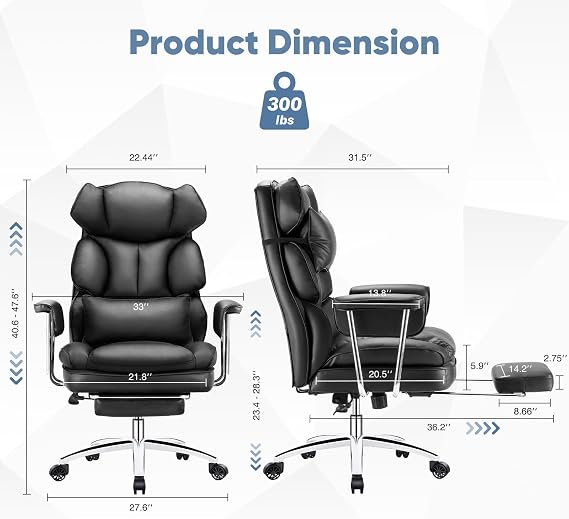 DUMOS Ergonomic Home Office Desk Chair, Executive Chair, PU Leather