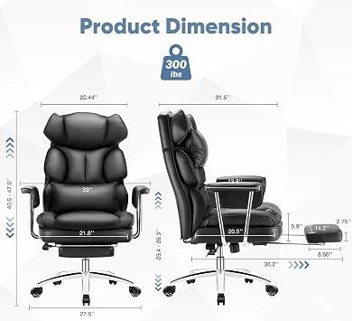 DUMOS Ergonomic Home Office Desk Chair, Executive Chair, PU Leather