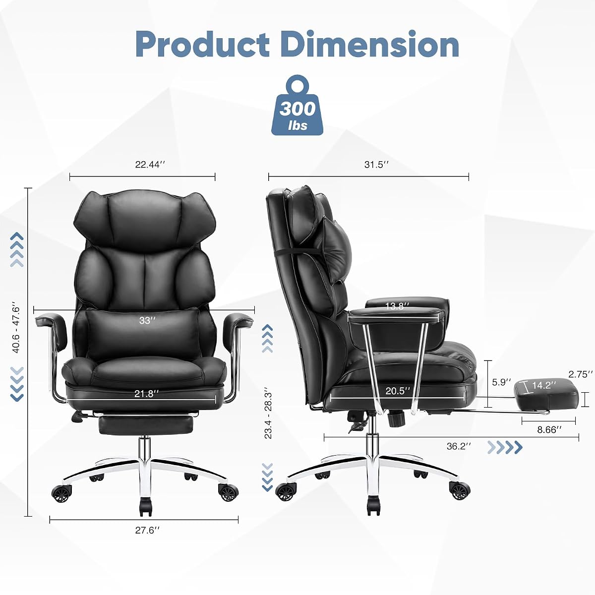 DUMOS Ergonomic Home Office Desk Chair, Executive Chair, PU Leather Black image 1