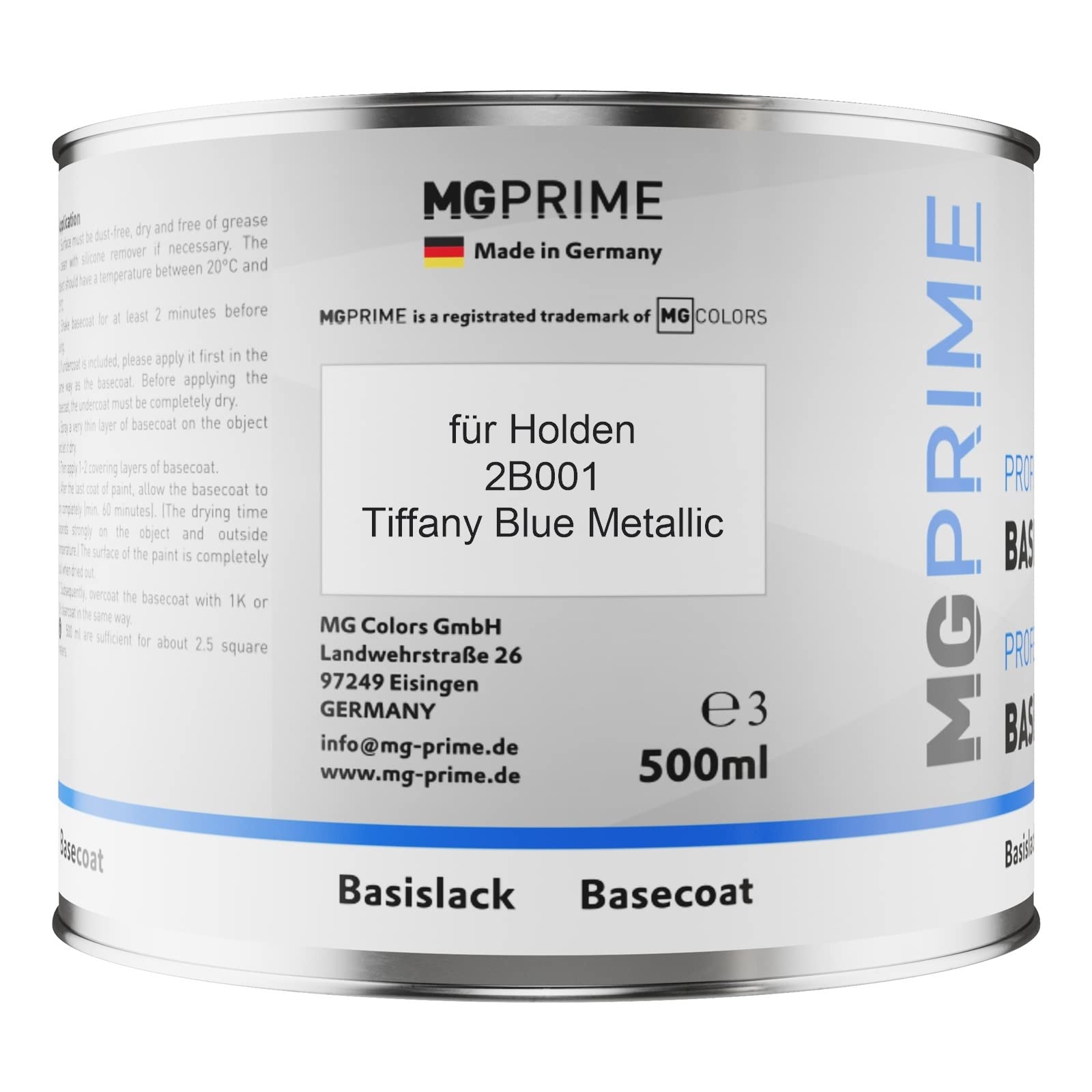 MG PRIME Peinture voiture Pots pour Holden 2B001 Tiffany Blue Metall. 1,25L