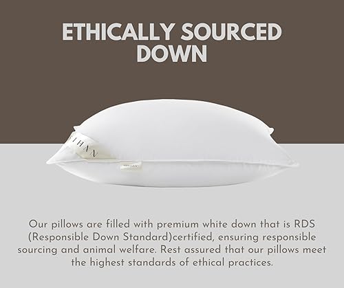 Miniatura 4 de OverCloud - Almohadas de plumón de ganso, almohada de plumón para dormir de lado, almohadas de cama Queen con más de 700 potencia de relleno, 100%