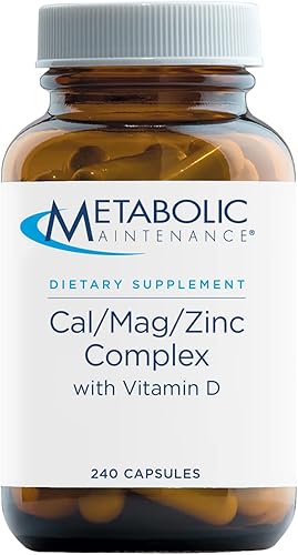 Metabolic Maintenance Cal Mag Complejo de zinc con vitamina D-3 - Mayor absorción para apoyo óseo + corazón (240 cápsulas)