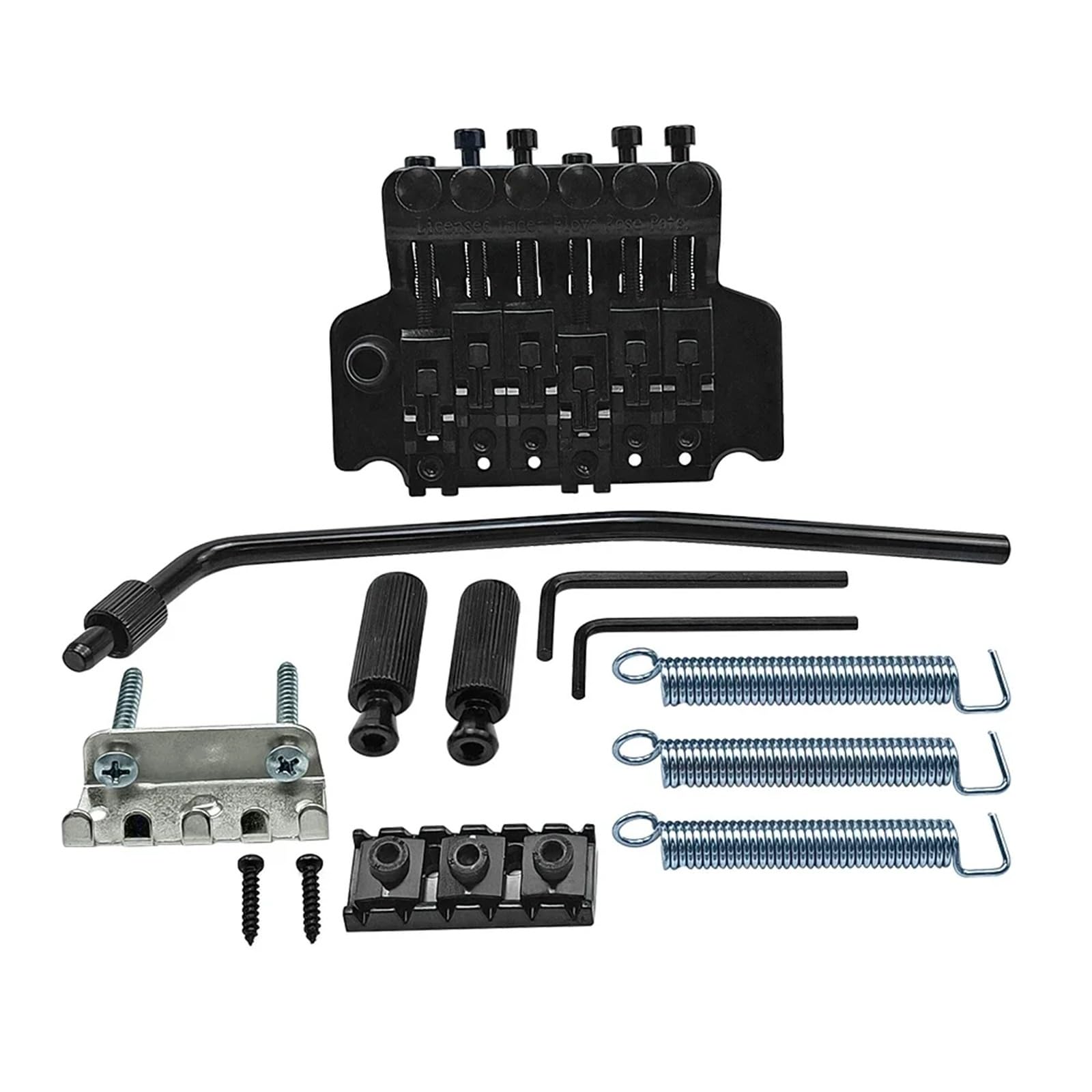 6-saitiges Doppel-Roll-Saitenhalter-Sattel-Tremolo-Brückensystem for den Ersatz elektrischer Gitarren(Zwart)