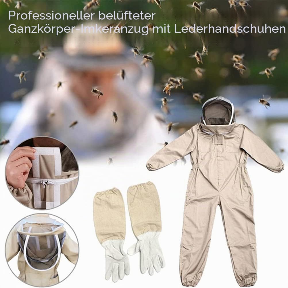 Bienenanzug mit Handschuhen, Imkerei-Schutzanzüge, professioneller Imkeranzug Männer und Frauen, Bienenkeeper-Ausrüstung, Bienen-Outfit