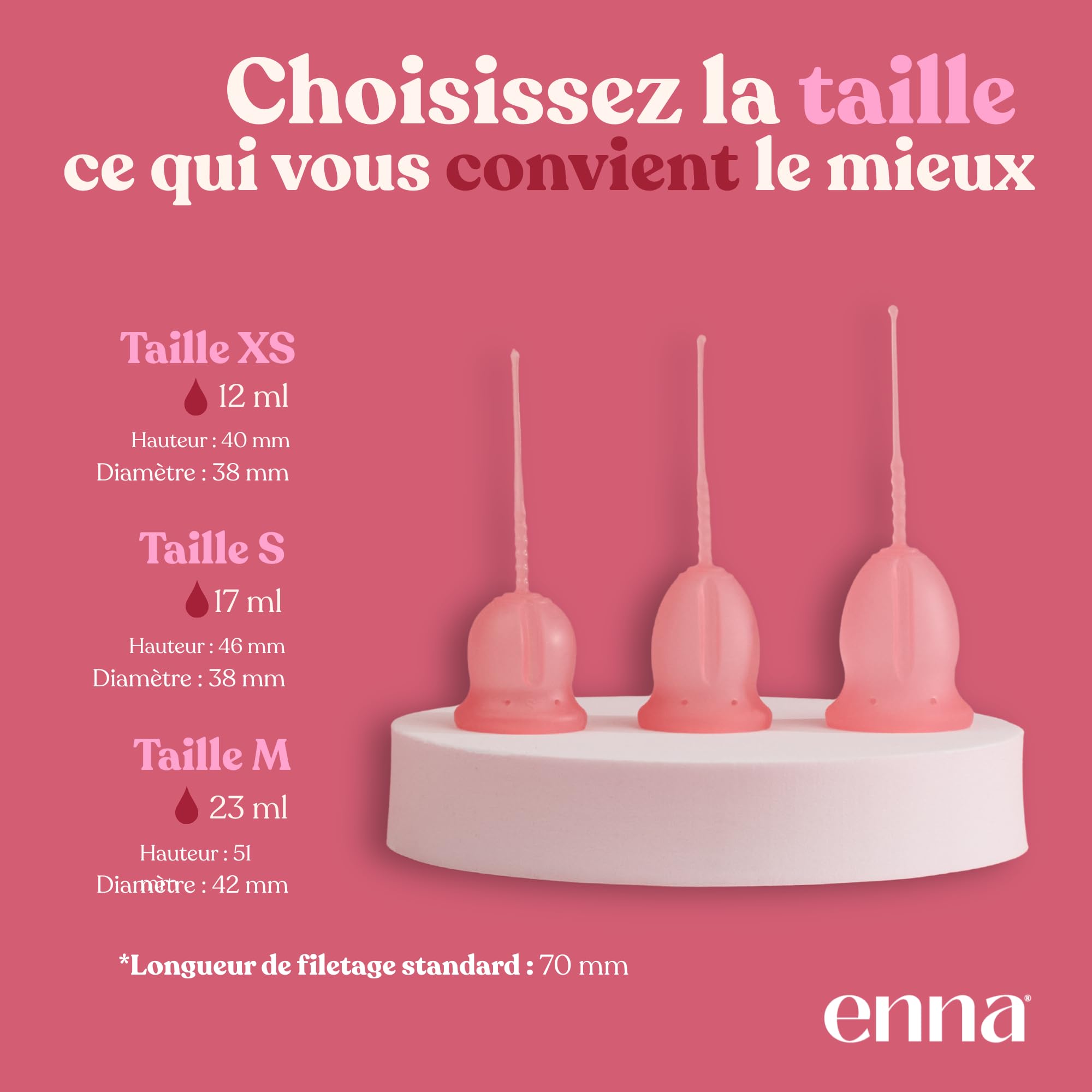 ENNA CYCLE "M" - 2 coupe menstruelles + Boîte de stérilisation | Avec enna box stérilisatrice | Adaptation naturelle | Silicone médicale| fabriquée en Espagne | Jusqu'à 12h