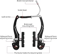 Vista 4 de Juego completo de frenos de bicicleta, freno universal delantero y trasero de bicicleta MTB, kit de palanca de cables de pinzas interiores y Negro