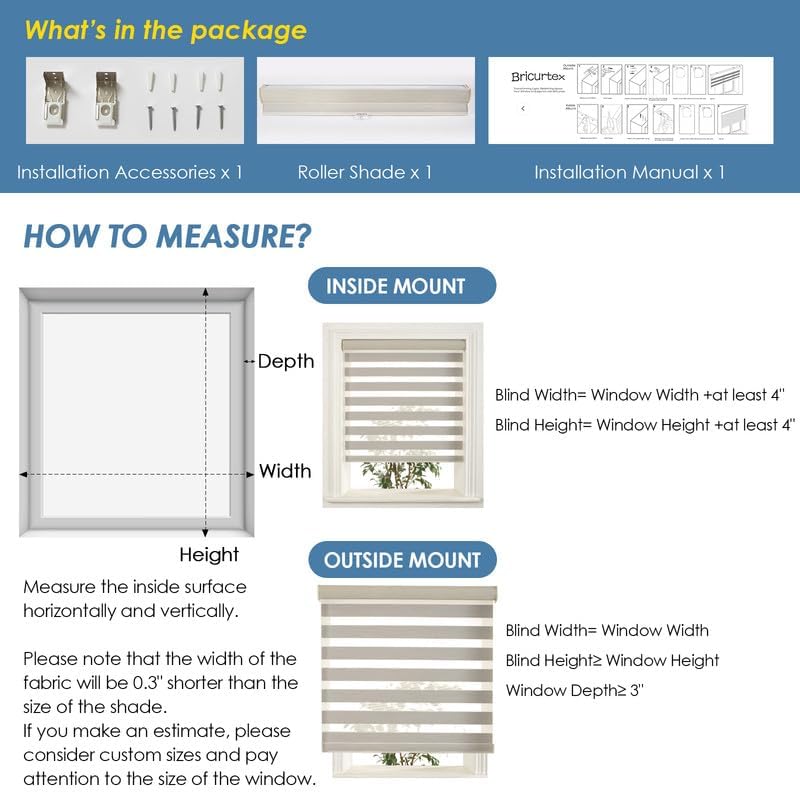 Cordless Zebra Blinds for Windows Dual Layer Roller Blinds with Privacy Protection Light Filtering for Day and Night for Bedroom, Living Room, Office