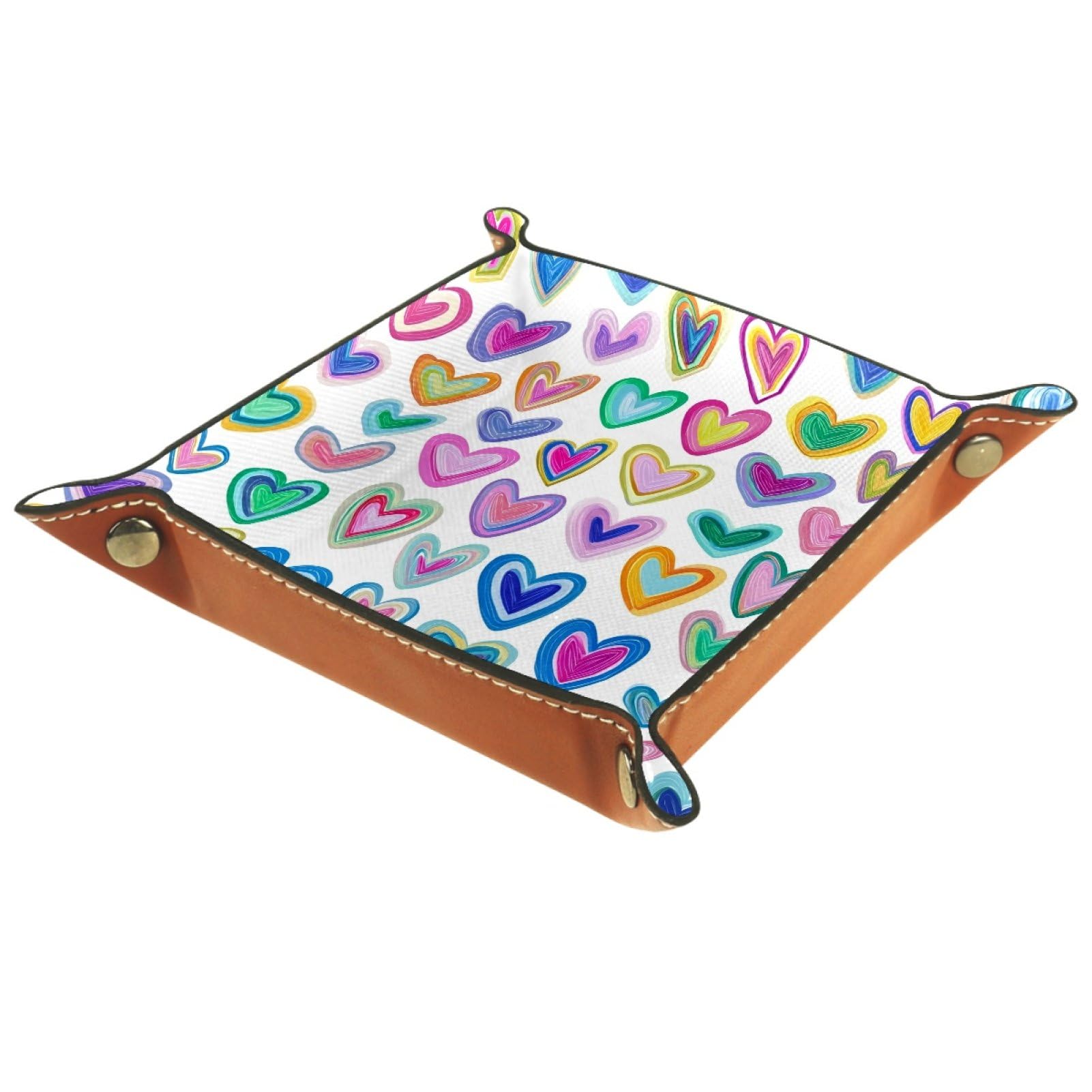 VAPOKF Hearts Dice Trays Quadrilateral Dice Folding Tray Microfiber Leather Holder for Table Games RPG DND, 20.5 × 20.5 cm