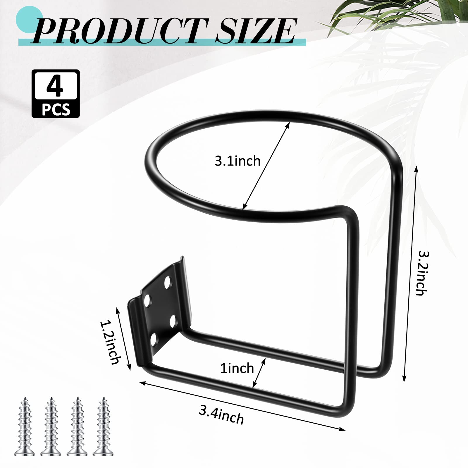 Shimeyao Stainless Steel Boat Cup Holder Mount Drink Holder Universal Cupholder Boat Ring for Beverage Mugs Bottles Marine Yacht Truck Trailer RV, Black (4 Pcs)