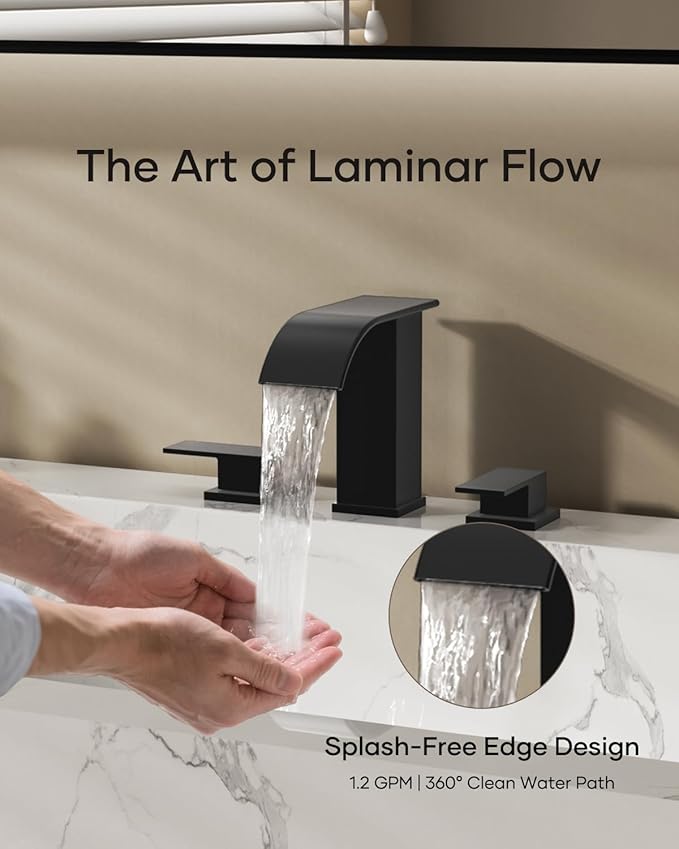 Grifería Lavamanos 3 Huecos 8 Pulgadas Negro Mate miniatura 5