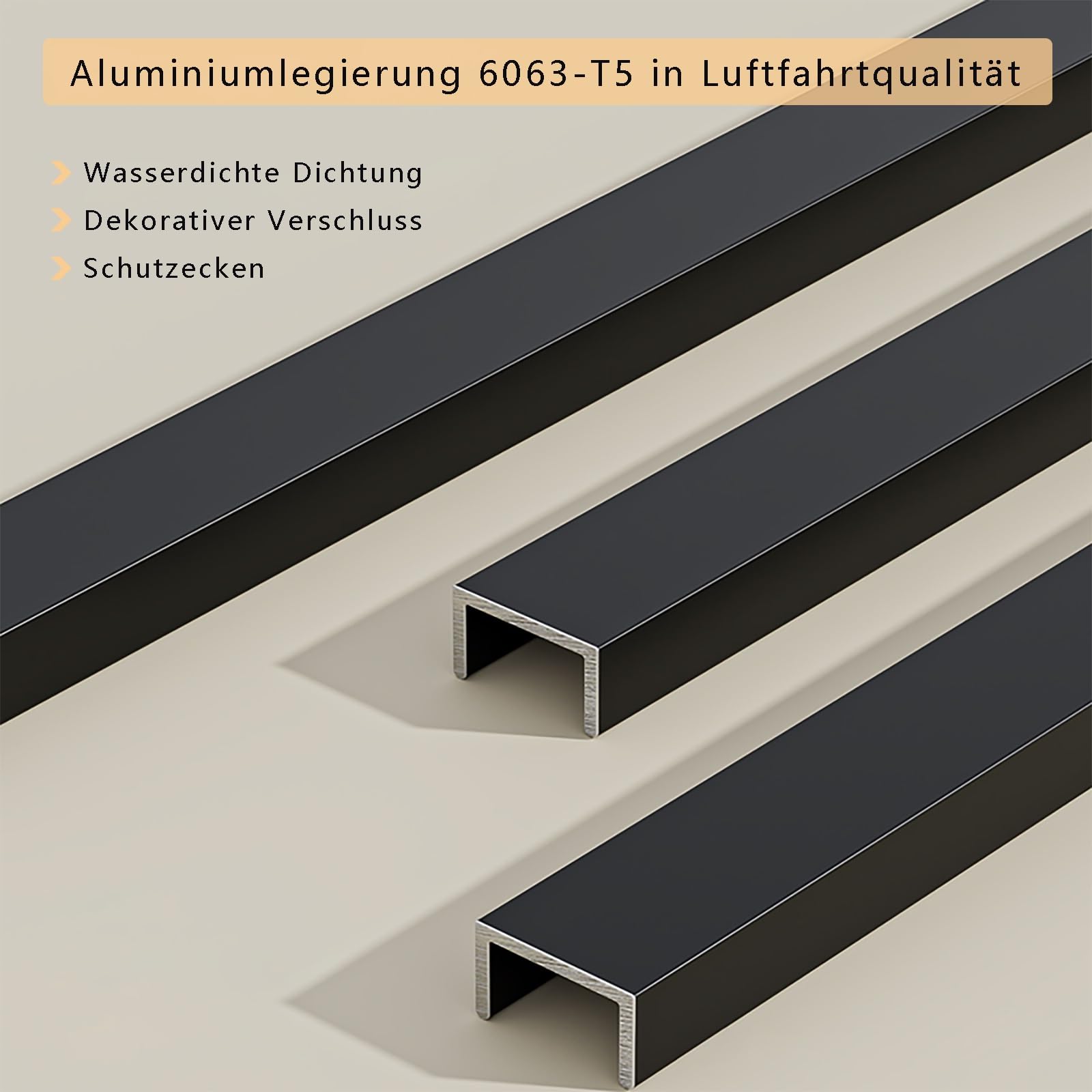 Aluminiowe wykończenie krawędzi płytki w kształcie litery U, 100 cm, 3-pak, ochraniacz progu drzwi - trwały, biały, 35 mm - idealny do wykończenia płytek łazienkowych i kuchennych