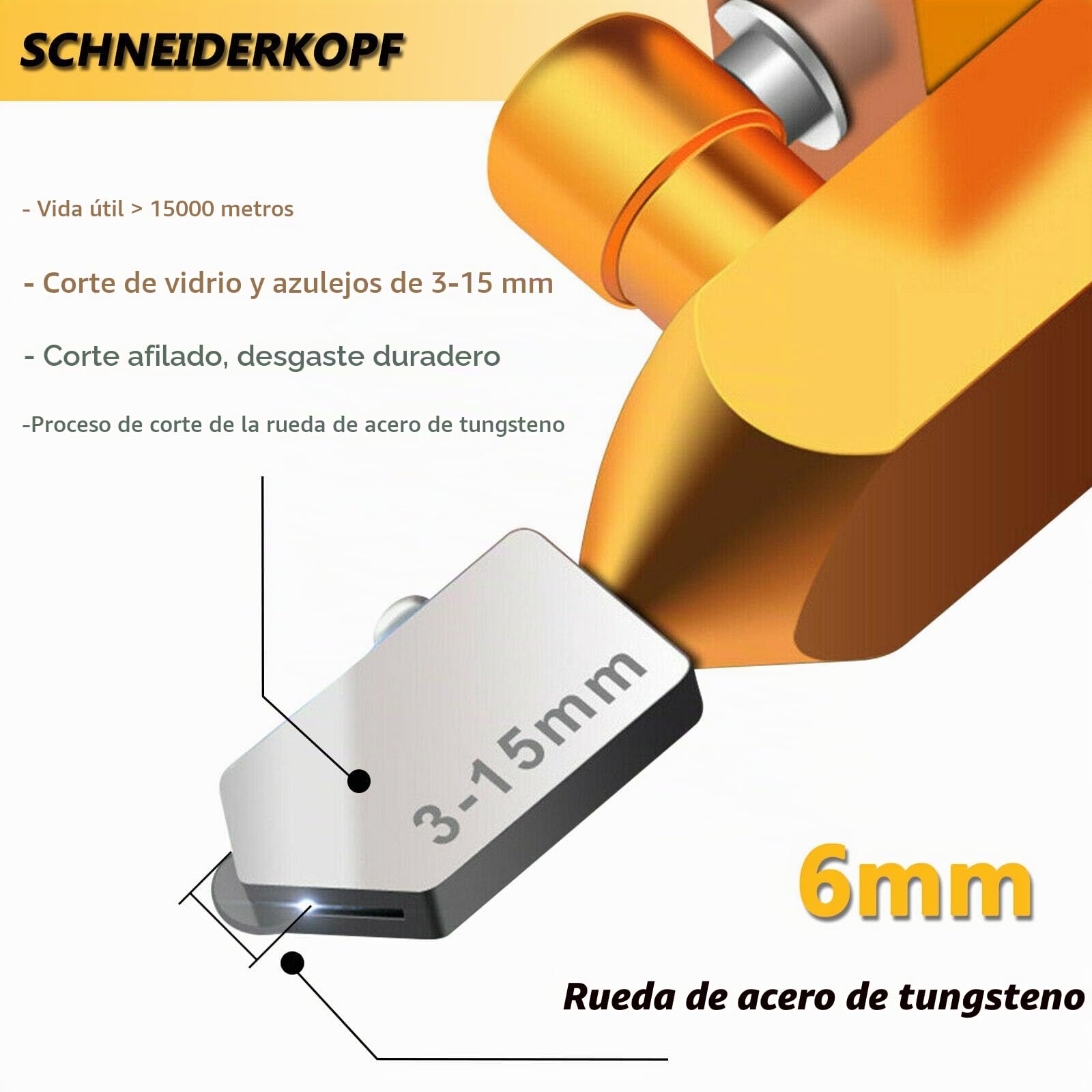 Cortador manual de azulejos y cristal, herramienta de corte 2 en 1 con 3 cuchillas de acero de tungsteno, 8 contactos para el hogar, cristal de ventana, espejo, azulejos, azulejos esmaltados
