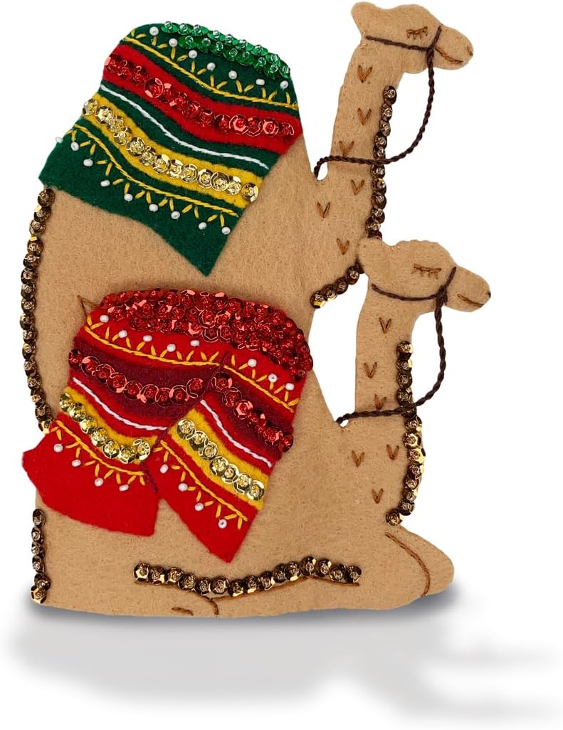 MerryStockings Mantel Series™ Nativity Manger Scene Felt Kit – DIY Christmas Craft with Pre-Stamped Felt, Sequins, Beads & Instructions – Handmade Holiday Décor – Made in USA