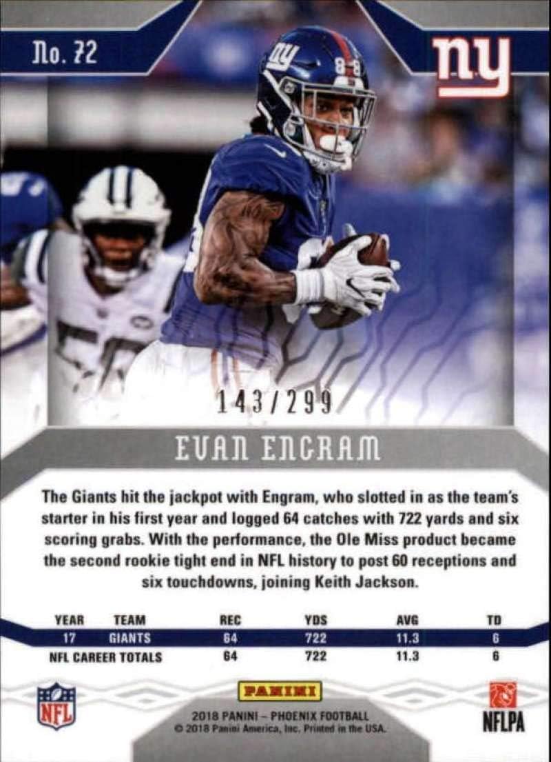 2018 Panini Phoenix Red #72 Evan Engram /299 New York Giants NFL Football Trading Card