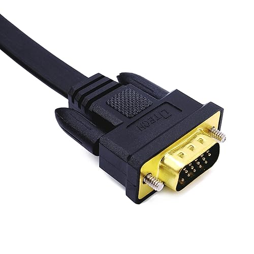Miniatura 5 de DTech 10ft Ultra Delgado Monitor De Computadora VGA Cable 15 Pin Macho A Macho Conector SVGA Cable 10 Pies - Negro