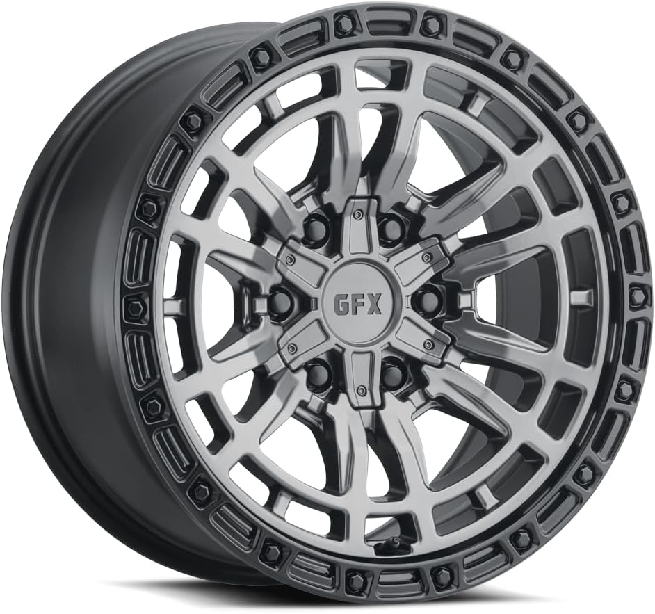 TR24 Wheel 20x9 inch Custom Aluminum Rim 20 inch Matte Grey w/Matte Black Lip 6 Lug Split 6 Spoke for Truck T24 290-6009-12 GRB
