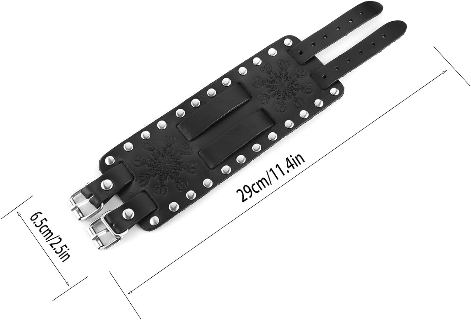 STWTR Men's Wide Cuff Wristband Punk Rock Motorbike Wide Belt Leather Bracelet - Image 3