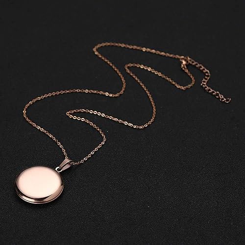 Miniatura 4 de Collar con dije de boda de acero inoxidable con forma redonda y estilo medallón Metal Circonia cúbica