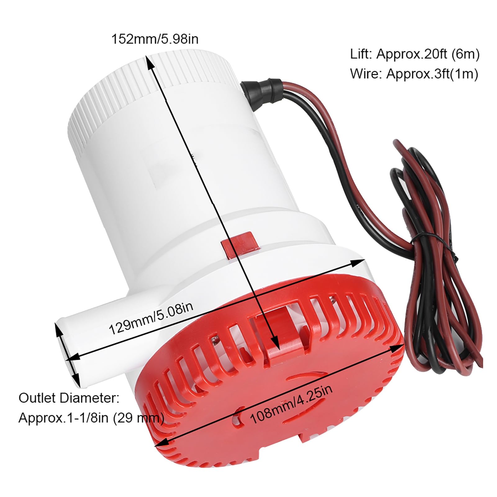 Pompe de Cale Submersible 2000 GPH 12V, Pompe à Eau de Cale électrique Non Automatique pour Bateau Marin, Yacht, Camping-Car, Piscine, étang