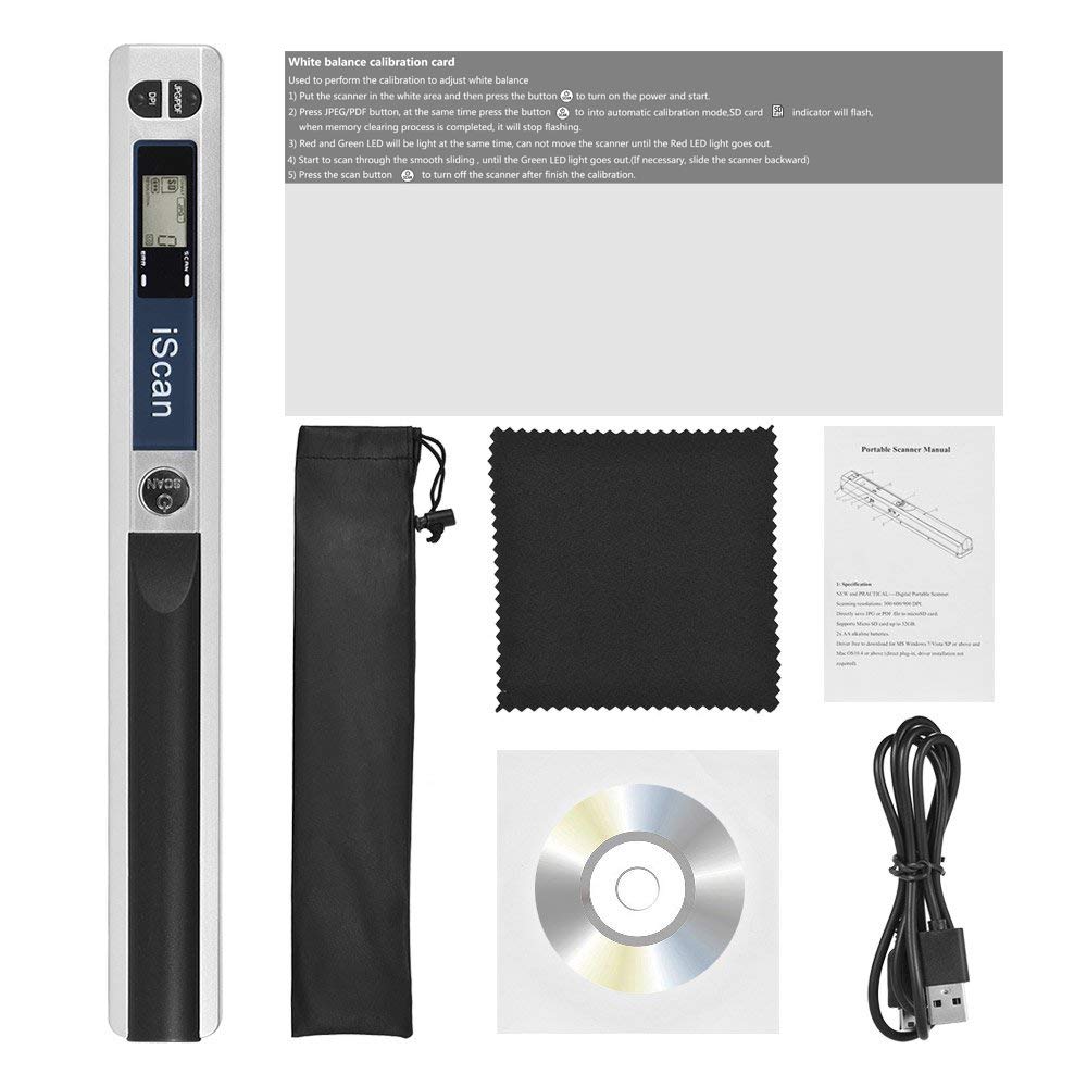 ECOiNVA para iScan Wand Escáner portátil de Documentos A4, 900DPI Escáner USB Escáner móvil Escáner móvil (Plata) — view 2