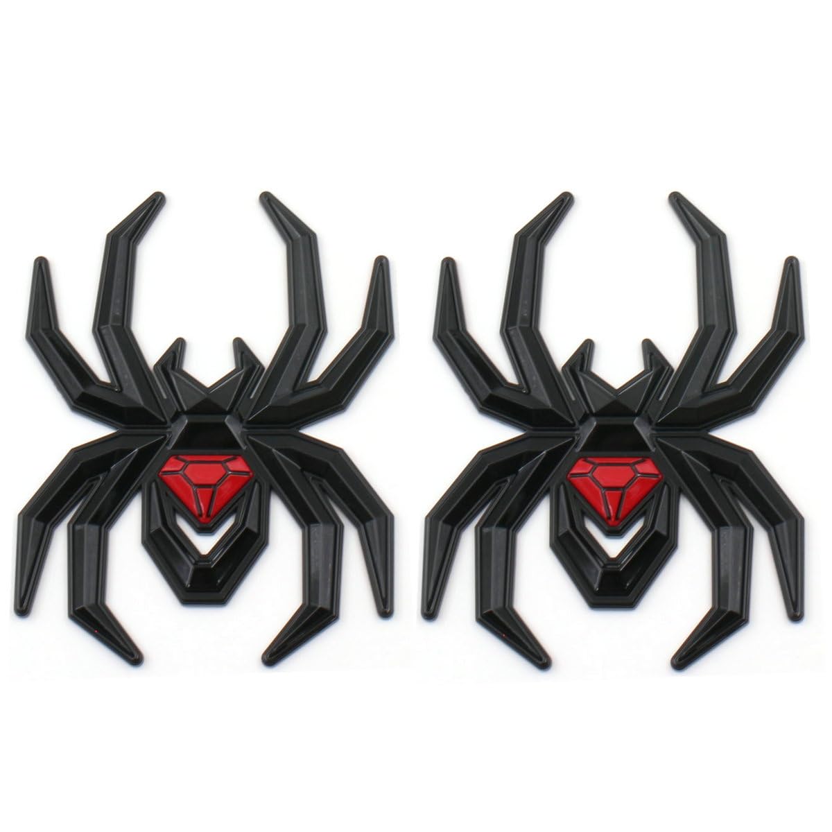2Pcs Custom Spider Emblems Left Right Car Badge for Universal Car Body Motorcycle SUV Widow Door Edition Decoration (Black Red)