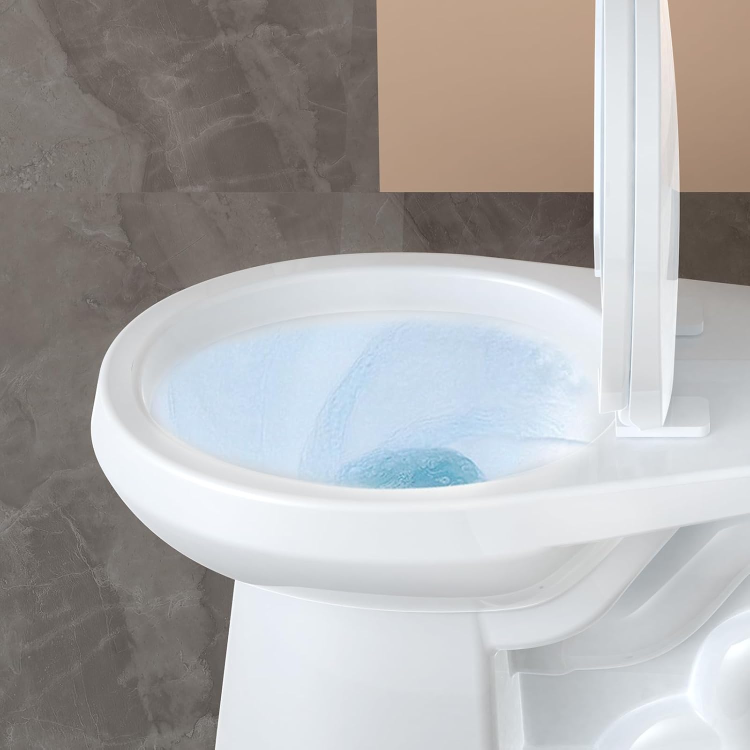 Two Piece Toilet Round ADA 17.5" High, Side Press Flush Split Toilet with Under-Locking Lid, Soft-Close Seat & Comfort Height, Universal 12" Rough-In, White