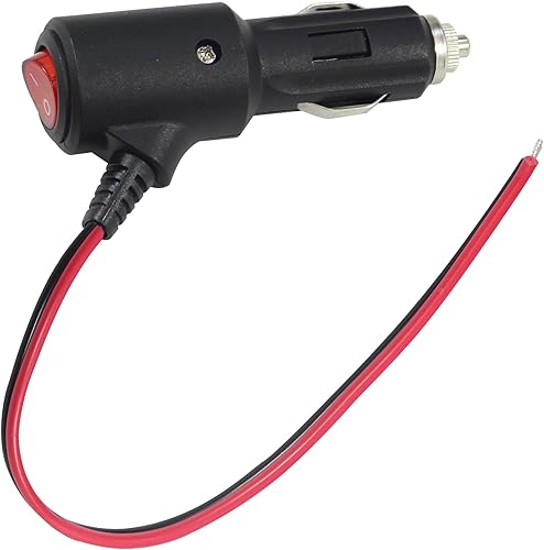 Miniatura 1 de Enchufe macho de encendedor de cigarrillos de repuesto de 12 voltios con interruptor de encendido y apagado, enchufe macho de 15 amperios fusionado